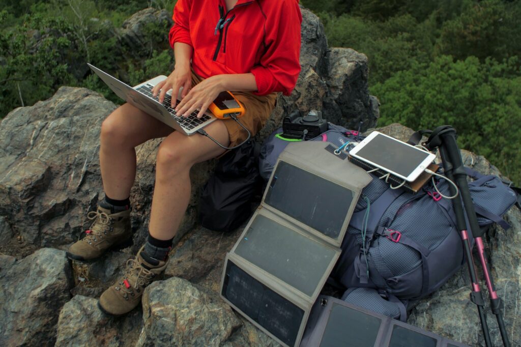 solar charging hiker